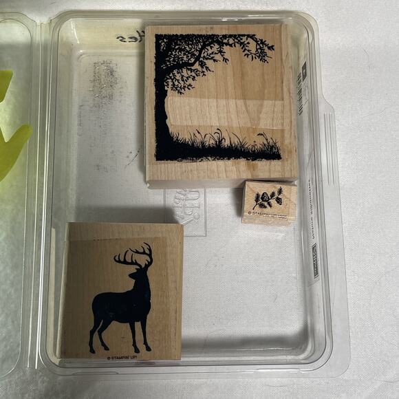 Stampin Up! Nature Silhouettes Set Elk, Trees And Pine Limb, Missing 1 Stamp - Picture 1 of 3